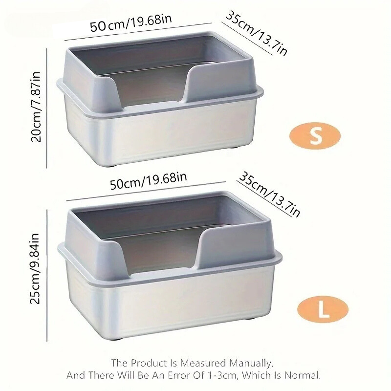 Stainless Steel Cat Litter Box | Non-Stick, High Wall Enclosure