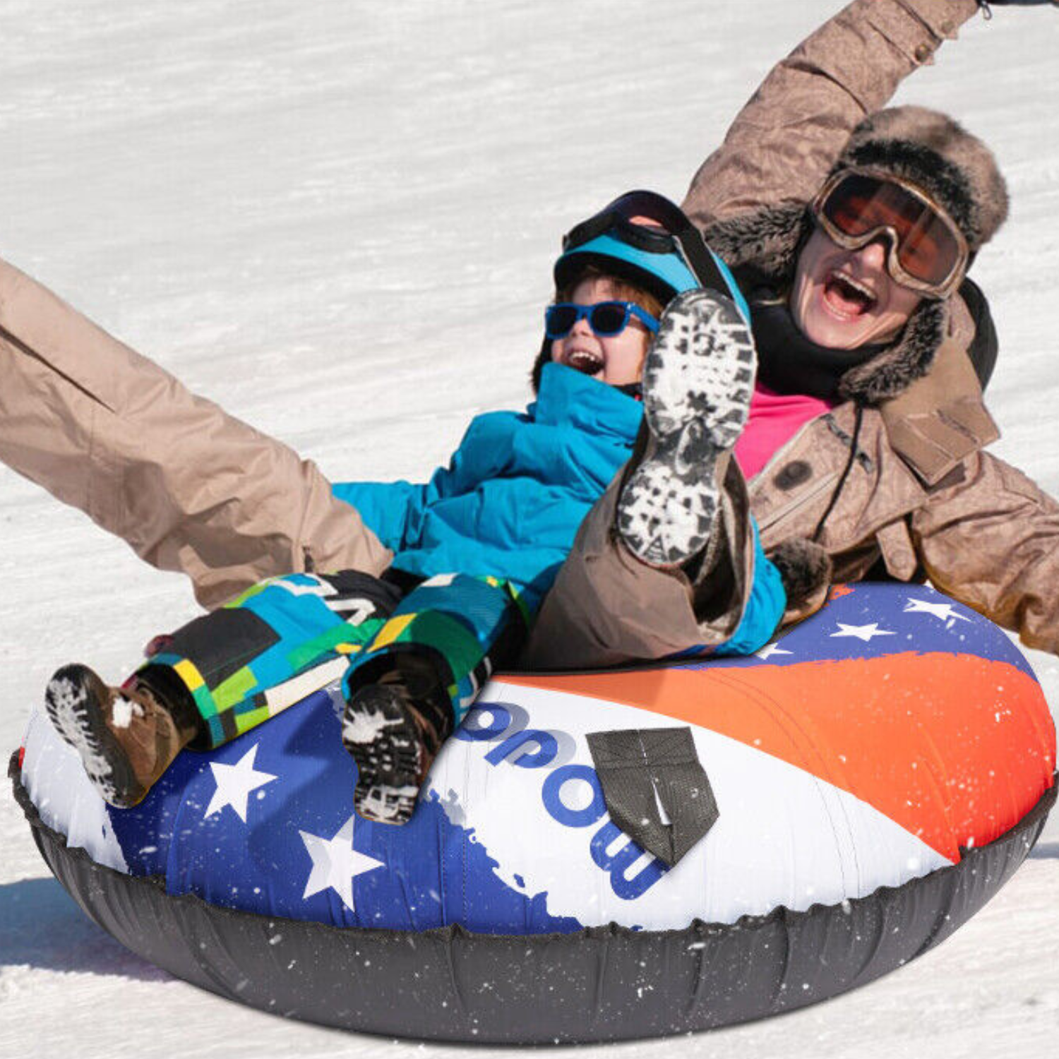 Heavy Duty Winter Adults / Kids Round Inflatable Saucer Snow Tube Sled