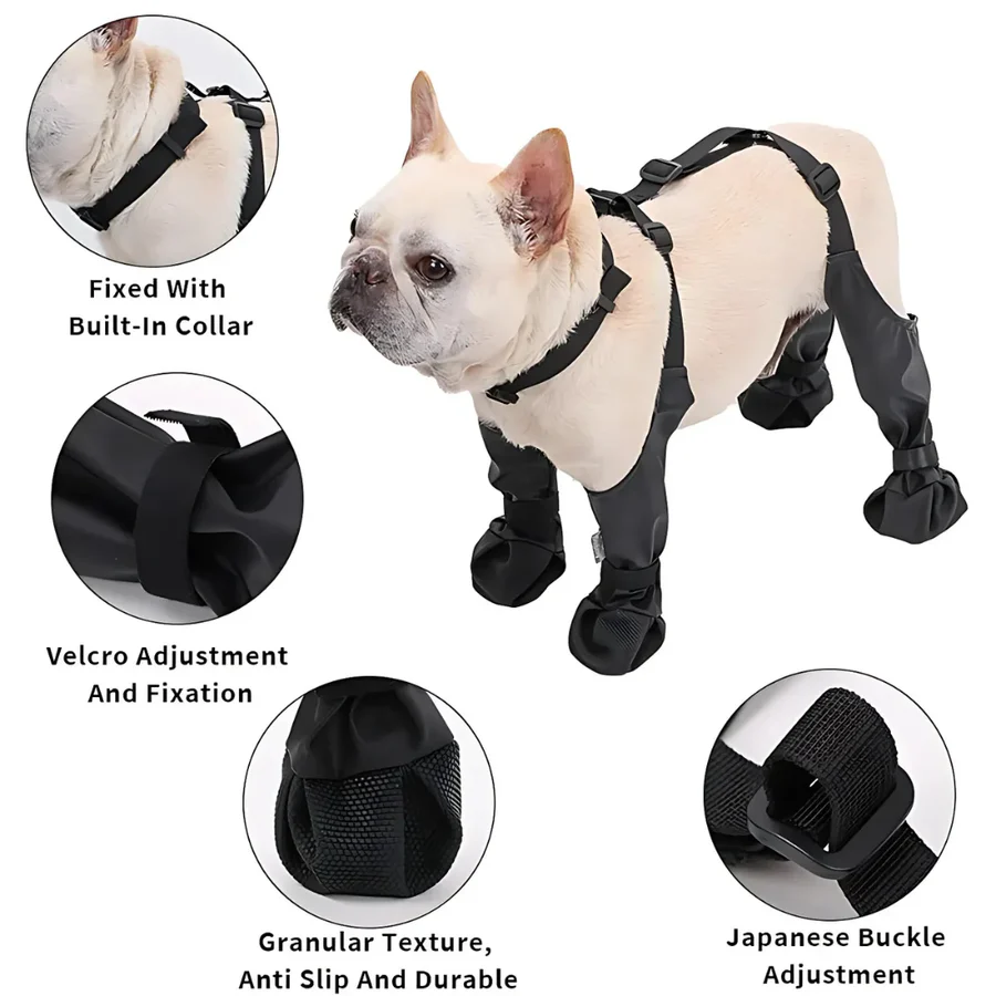 Dog Suspender Boots with Full Coverage and Non-Slip Sole