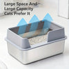 Stainless Steel Cat Litter Box | Non-Stick, High Wall Enclosure
