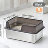 Stainless Steel Cat Litter Box | Non-Stick, High Wall Enclosure