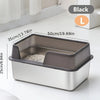 Stainless Steel Cat Litter Box | Non-Stick, High Wall Enclosure