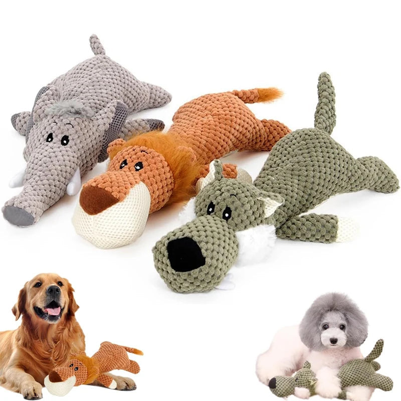 Indestructible Dog Chew Toy for Aggressive Chewers – Durable Plush Squeak Toy